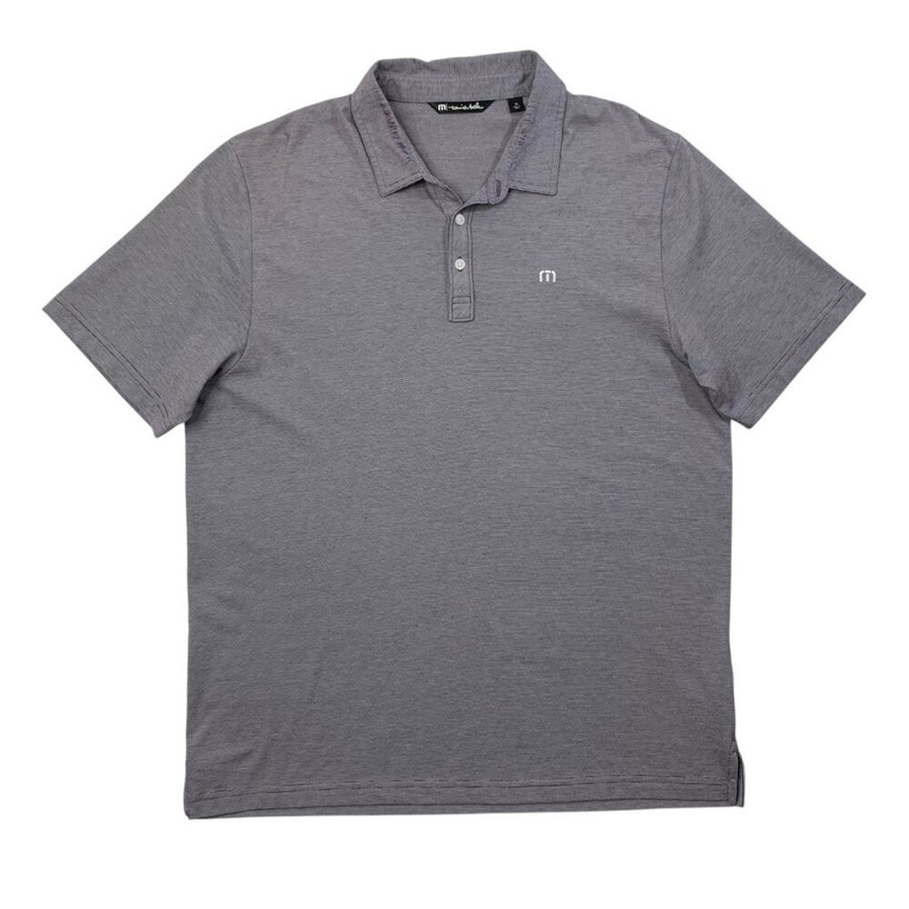 Travis Mathew Polo Shirt Mens XL Purple White Pima Cotton Blend Striped Golf